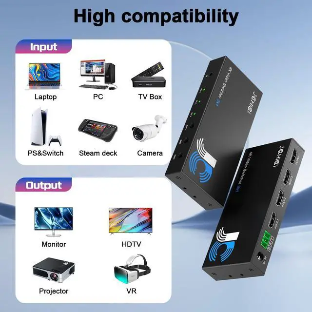 Alt view image 4 of 5 - HDMI Switch 3 in 1 Out 4K@60Hz, 4 Ports HDMI Switcher Splitter Selector with Remote, Support HDCP 2.2 HDR 10+ Dolby Vision/Atmos 18Gbps CEC for Apple TV Game PC PS4 5 Pro Xbox Roku