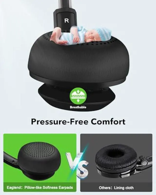 Alt view image 3 of 5 - JIAMQISHI USB Headset with Mic for PC, On-Ear Computer Laptop Headphones with Noise Cancelling Microphone in-line Control for Home Office Online Class (USB+3.5mm, Green)