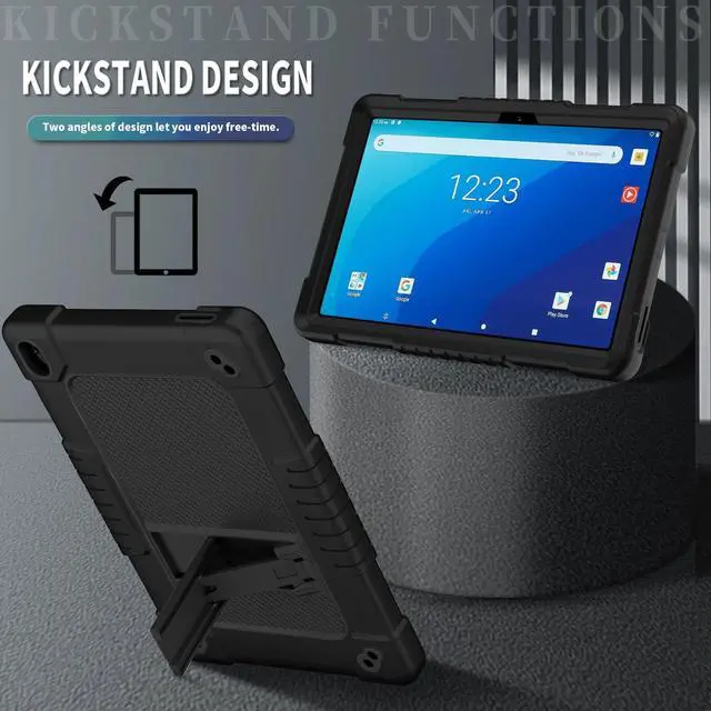 Alt view image 3 of 5 - Kebiory for Walmart Onn 10.1 2024 Tablet Case Shockproof for Kid Kids Friendly Case Built in Shoulder Strap Stand+2 Pcs Screen Protector for Walmart Onn 10.1 2024 Model 100135925 (Black+2Pcs)
