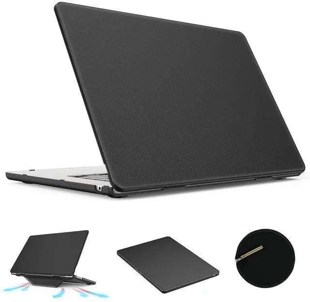 Main image of KAIJIAbox Case for MacBook Air 15 Inch Case,Foldable Stand and Mouse Pad/Bag,Plastic Hard Shell,Exquisite PU Leather Protective Cover for MacBook Air 15 Inch(2022/2024/2025)[M2 A2941/M3 A3114](Black)