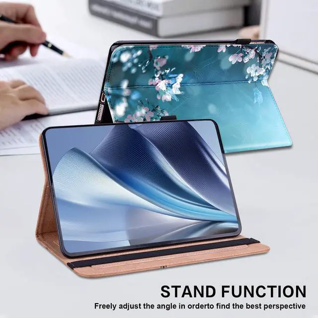 Alt view image 5 of 5 - KEFBWAO Case for All-New  Fire HD 10 and 10 Plus Tablet (13th/11th Generation, 2023/2021 Release), Stylus Holder Flip Wallet Leather Shockproof Cover for Fire HD 10 2023 Case, Plum Blossom