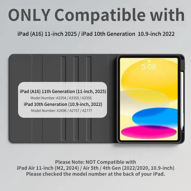 Alt view image 2 of 5 - kenke Case for iPad (A16) 11-inch 2025 / 10th Generation 10.9-inch 2022 with Keyboard, Stand Folio Cover with Pencil Holder, 7 Color Backlit Detachable Wireless Keyboard, Black