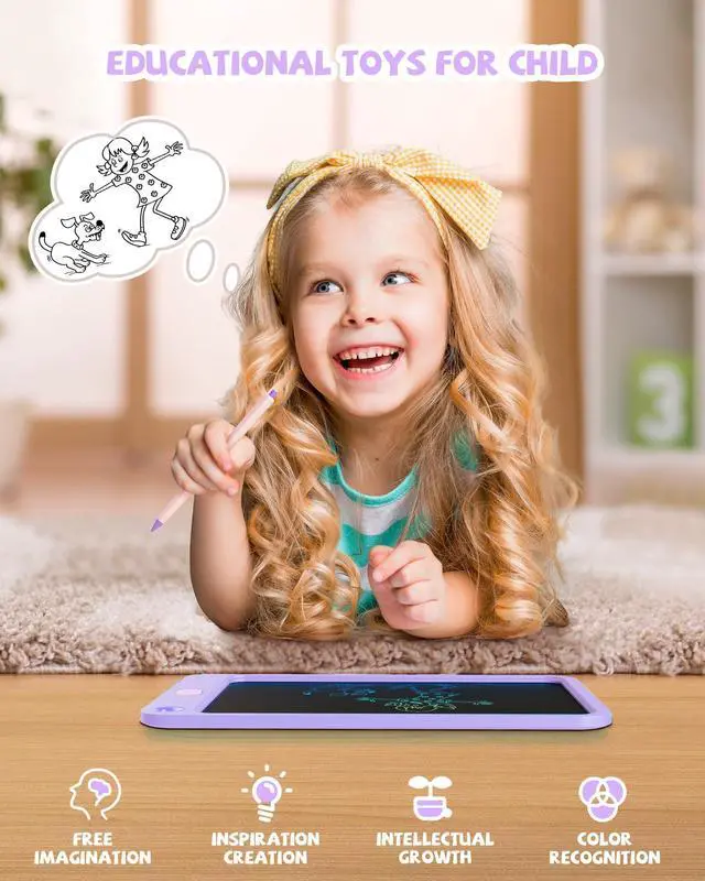 Alt view image 4 of 4 - LCD Writing Tablet 10 Inch for 3 4 5 6 7 8Years Old Boys Girls(Navy+Purple)