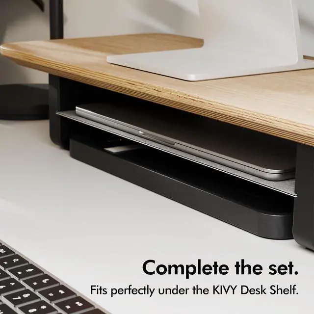 Alt view image 3 of 5 - KIVY Catch-All Tray - Compatible with the Desk Shelf - Solid Acacia Wood with Smooth Gliding Bottom Surface - Handcrafted (Black)