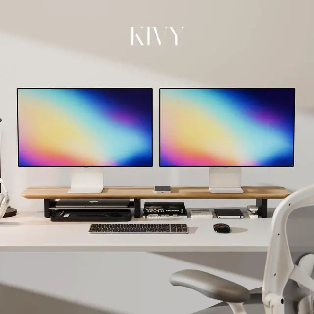 Alt view image 4 of 5 - KIVY Catch-All Tray - Compatible with the Desk Shelf - Solid Acacia Wood with Smooth Gliding Bottom Surface - Handcrafted (Black)