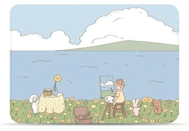 Main image of LALAPOPO Cute Blue Nature Laptop Sleeve Bag 13.3-14 Inch, Faux Leather Cover Case for Women Girls, Compatible with MacBook Air 13/MacBook Pro 13, 13inch 13.3-14 Inch