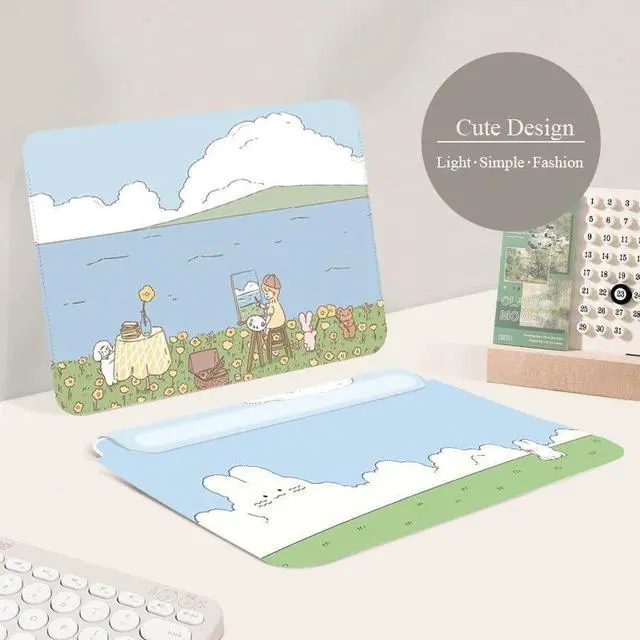 Alt view image 2 of 5 - LALAPOPO Cute Blue Nature Laptop Sleeve Bag 13.3-14 Inch, Faux Leather Cover Case for Women Girls, Compatible with MacBook Air 13/MacBook Pro 13, 13inch 13.3-14 Inch