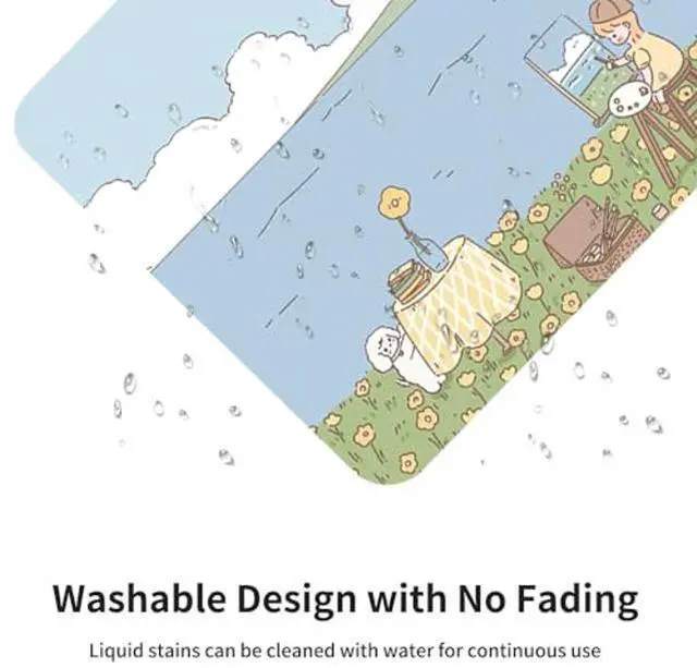 Alt view image 5 of 5 - LALAPOPO Cute Blue Nature Laptop Sleeve Bag 13.3-14 Inch, Faux Leather Cover Case for Women Girls, Compatible with MacBook Air 13/MacBook Pro 13, 13inch 13.3-14 Inch