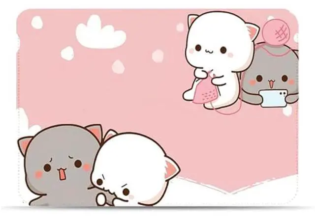 Main image of LALAPOPO Cute Cat Laptop Sleeve Bag 13.3-14 Inch, Pink Faux Leather Cover Case for Women Girls, Compatible with MacBook Air 13/MacBook Pro 13, 13inch 13.3-14 Inch