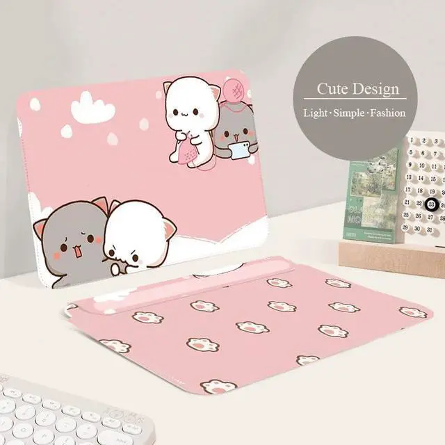 Alt view image 2 of 5 - LALAPOPO Cute Cat Laptop Sleeve Bag 13.3-14 Inch, Pink Faux Leather Cover Case for Women Girls, Compatible with MacBook Air 13/MacBook Pro 13, 13inch 13.3-14 Inch