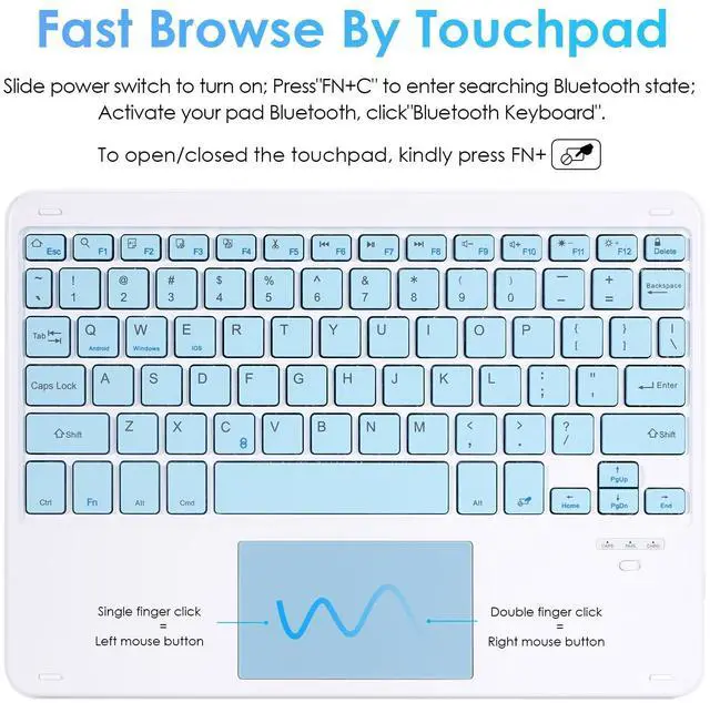 Alt view image 4 of 5 - LAMA Touchpad Keyboard Case for iPad (A16) 11th Gen 2025 /10th Gen 2022, Folio Cover with Pencil Holder, Multi-Touch Trackpad, Wireless Magnetic Keyboard for iPad 11th 10th Generation, Blue