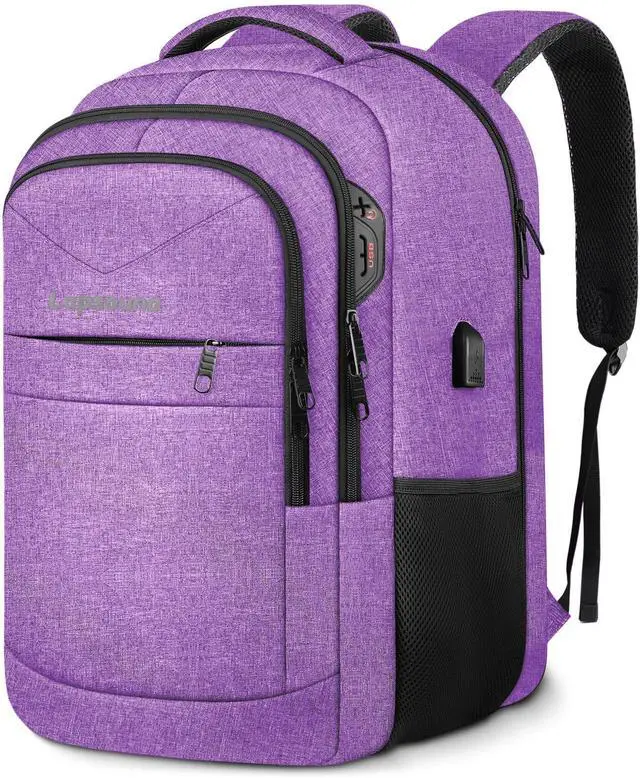 Main image of Lapsouno Travel Backpack, Travel Laptop Backpack, Multiple Pockets 15.6 Inch Carry on Backpack with USB Port, TSA Friendly Water Resistant College School Business Bag for Women, Purple