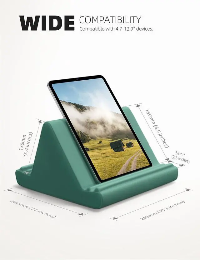 Alt view image 5 of 5 - Lamicall Tablet Pillow Holder Stand for Lap - Tablet Holder for Bed, with Pocket & 4 Viewing Angles, for iPad Pro 11, 10.5, 12.9, Air Mini, Kindle, Tabs, 4-13" Devices, Green