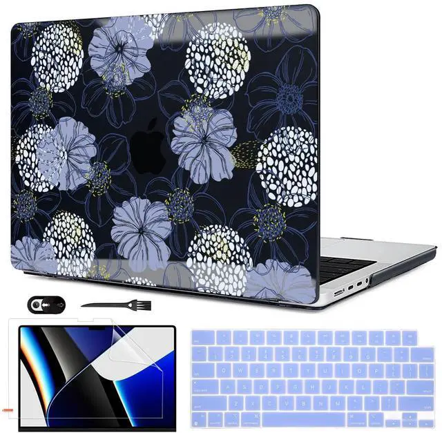 Main image of LCMOCICO for MacBook Pro 14 inch Case 2024 M4 A3112 A3185 A3401 & 2023 M3 A2918 A2992 & M2 A2779 / M1 A2442 2022 2021 M4 M3 M2 M1 Pro/Max Chip, Pattern Plastic Hard Shell Cases, Hand-Painted Flower