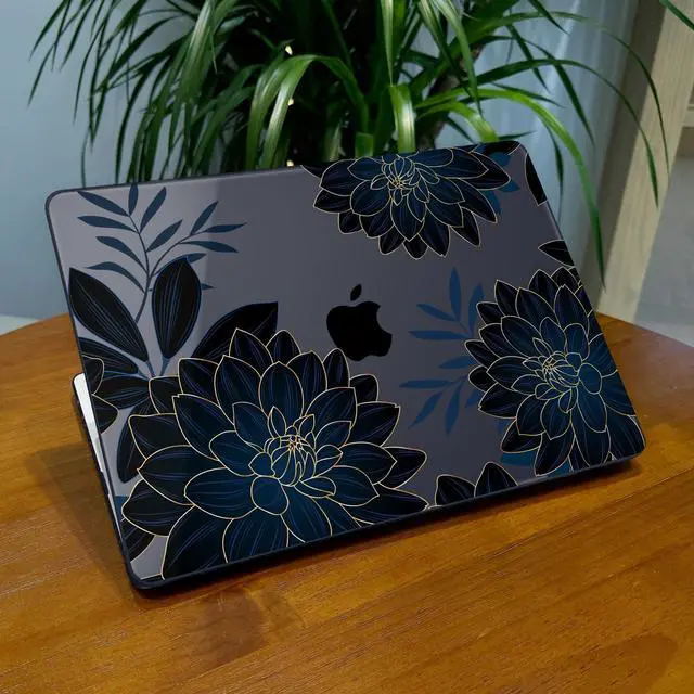 Alt view image 4 of 5 - Lepeoac Case for MacBook Air 15 Inch 2025 2024 2023 Release M4 A3241 M3 A3114 M2 A2941, Hard Shell with Screen Protector & Keyboard Cover, Compatible with Touch ID, Flower Dahlia