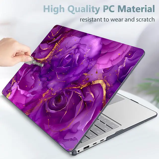 Alt view image 5 of 5 - Lepeoac Case for Microsoft Surface Laptop 13.8 inch, 2024 Windows 11 Copilot+ PC, 7th Edition Touchscreen Display, Plastic Hard Shell Case with Keyboard Cover & Screen Protector, Purple Marble Roses