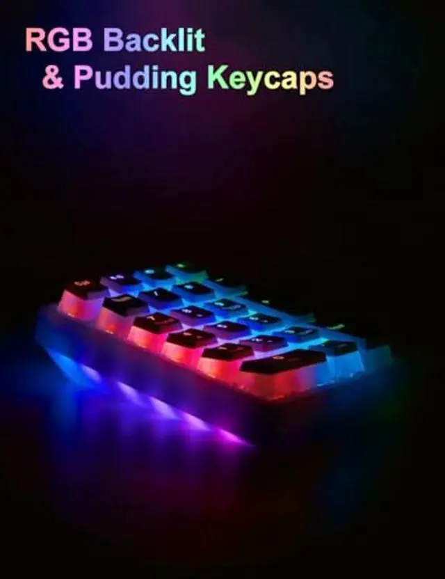 Alt view image 5 of 5 - LINKEET Tri-Mode Mechanical Numpad RGB Backlit Bluetooth 5.0/Wired USB-C/2.4G Wireless Macro Number Pad 21-Key NKRO Hot Swappable Numeric Keypad Rechargeable External Num Pad for Laptop, Mac