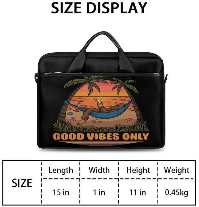 Alt view image 2 of 5 - Bigfoot Laptop Bag for Women Men, 15.6 inch Messenger Shoulder Bags, Sasquatch Coconut Tree Water Resistant Computer Bag Sleeve Laptop Carrying Case for Work, Office, School, Casual
