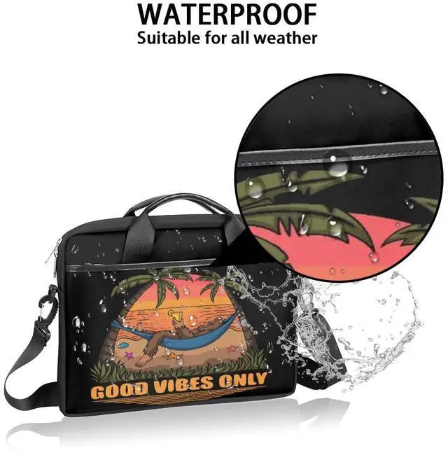 Alt view image 3 of 5 - Bigfoot Laptop Bag for Women Men, 15.6 inch Messenger Shoulder Bags, Sasquatch Coconut Tree Water Resistant Computer Bag Sleeve Laptop Carrying Case for Work, Office, School, Casual