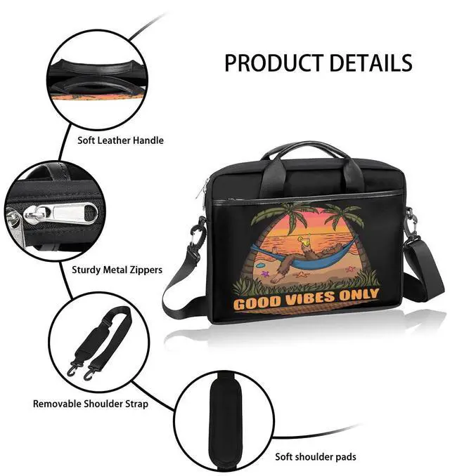 Alt view image 4 of 5 - Bigfoot Laptop Bag for Women Men, 15.6 inch Messenger Shoulder Bags, Sasquatch Coconut Tree Water Resistant Computer Bag Sleeve Laptop Carrying Case for Work, Office, School, Casual