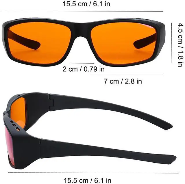 Alt view image 3 of 5 - DOKOMUCHOS Fit Over Wraparound Blue Light Blocking Amber Gaming Glasses Anti Glare for Better Sleep for Screens, Games, Mobile Phones (Black, Red)