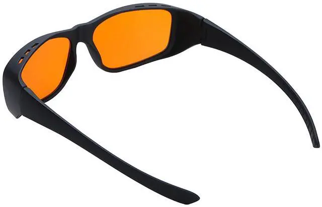 Alt view image 5 of 5 - DOKOMUCHOS Fit Over Wraparound Blue Light Blocking Amber Gaming Glasses Anti Glare for Better Sleep for Screens, Games, Mobile Phones (Black, Red)