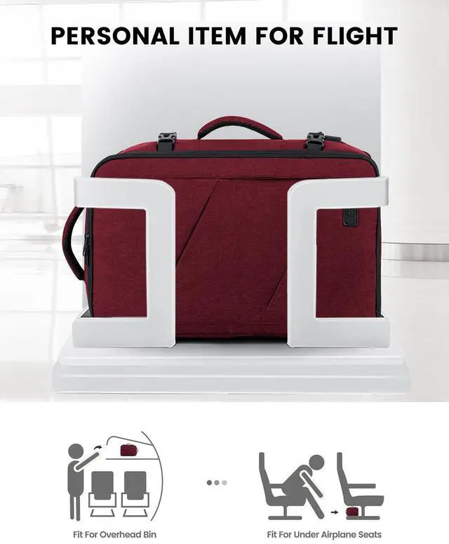 Alt view image 2 of 5 - LOVEVOOK Travel Carry on Backpack, Large 40L Personal Item Travel Bag for Men & Women Flight Approved with 3 Packing Cubes, Suitcase Water Resistant Luggage Daypack Business Weekender Bag,Wine Red