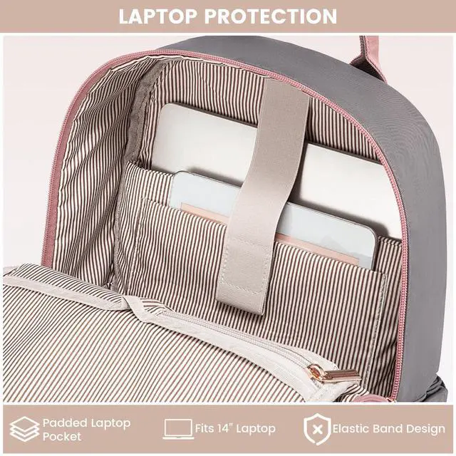 Alt view image 5 of 5 - LOVEVOOK Backpack purse for Women, 14 Inch Laptop backpack Cute Waterproof Backpacks Stylish Travel Bags Vintage Daypacks for College Work