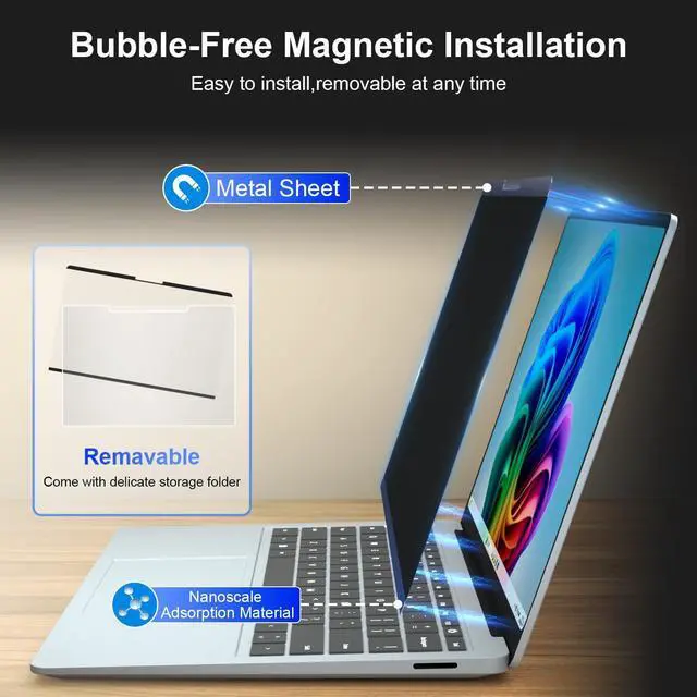 Alt view image 2 of 5 - LUSA DESIGN 13.8 Inch Magnetic Privacy Screen for Microsoft Surface Laptop 7, Removable Anti Glare Screen Protector, Blue Light Computer Filter, Anti Spy Easy Install
