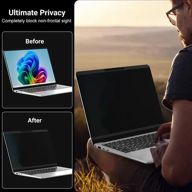 Alt view image 3 of 5 - LUSA DESIGN 13.8 Inch Magnetic Privacy Screen for Microsoft Surface Laptop 7, Removable Anti Glare Screen Protector, Blue Light Computer Filter, Anti Spy Easy Install
