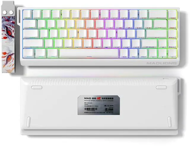 Alt view image 3 of 5 - BOYI MADLIONS MAD68 HE RGB Rapid Trigger Magnetic Switch Keyboard,Adjustable Actuation Hall Effect Hyper-Fast 65% Compact Gasket-Mounted Wired Mechanical Gaming Keyboard for PC/Mac(White)
