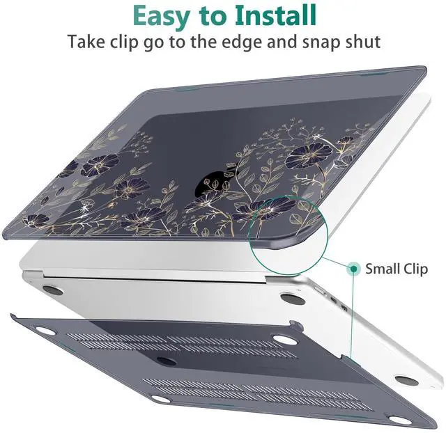 Alt view image 5 of 5 - May Chen for M4 MacBook Air 13.6 Inch Case 2025 2024 2023 2022 Release Models: A3240 A3113 M3 A2681 M2, Plastic Hard Shell Case for MacBook Air 13.6" with Retina Display Fits Touch ID, Floral Art