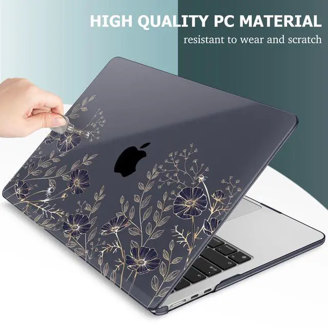 Alt view image 4 of 5 - May Chen for M4 MacBook Air 13.6 Inch Case 2025 2024 2023 2022 Release Models: A3240 A3113 M3 A2681 M2, Plastic Hard Shell Case for MacBook Air 13.6" with Retina Display Fits Touch ID, Floral Art