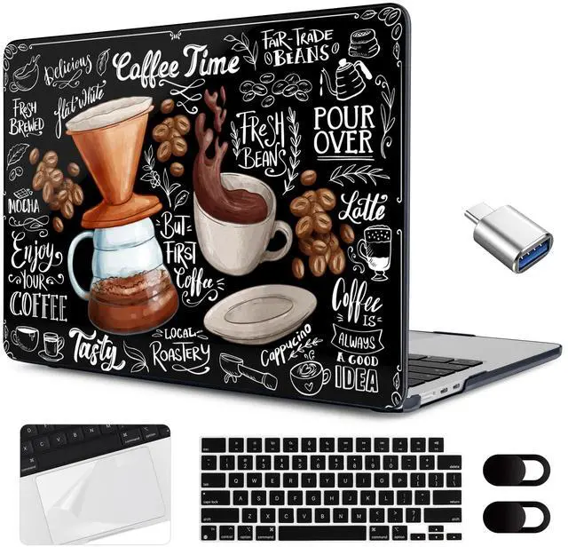 Main image of MEEgoodo Case for MacBook Air 15 inch M4/M3/M2 2025 2024 2023, Case Fit Model (A3241/A3114/A2941) for MacBook Air 15-inch, Laptop with Keyboard & Camera Cover & OTG Adapter, Coffee