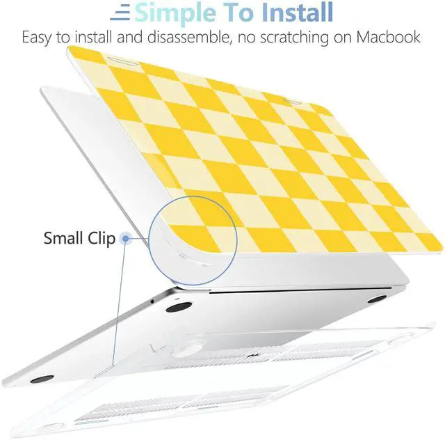 Alt view image 5 of 5 - MEEgoodo Case for MacBook Air M4/M3/M2 13.6 inch 2025 2024 2022, Fit Model A3240 A3113 A2681, Compatible with MacBook Air 13 inch, Laptop Hard Shell Case with Keyboard Cover, Yellow Squares