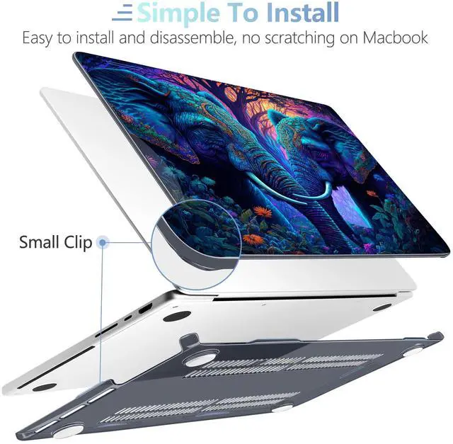 Alt view image 5 of 5 - MEEgoodo Case for M4 MacBook Pro 16 inch Case 2024 2023 2021, Fit Model A3403/A3186/A2991/A2780/A2485 M3 M2 M1 Pro/Max Chip, Laptop Hard Shell Cases with Keyboard & Camera Cover, Elephants