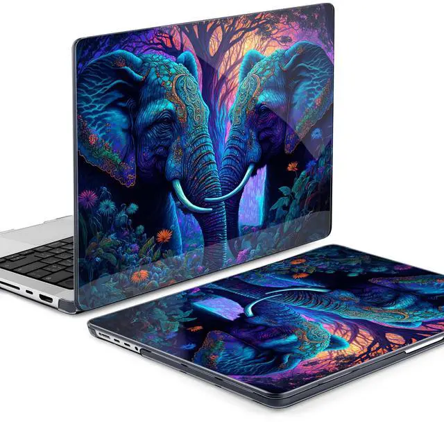 Alt view image 3 of 5 - MEEgoodo Case for M4 MacBook Pro 16 inch Case 2024 2023 2021, Fit Model A3403/A3186/A2991/A2780/A2485 M3 M2 M1 Pro/Max Chip, Laptop Hard Shell Cases with Keyboard & Camera Cover, Elephants