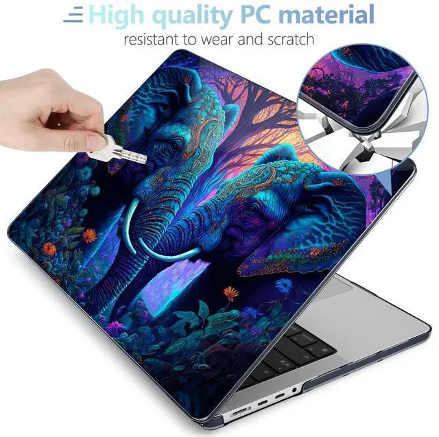 Alt view image 4 of 5 - MEEgoodo Case for M4 MacBook Pro 16 inch Case 2024 2023 2021, Fit Model A3403/A3186/A2991/A2780/A2485 M3 M2 M1 Pro/Max Chip, Laptop Hard Shell Cases with Keyboard & Camera Cover, Elephants