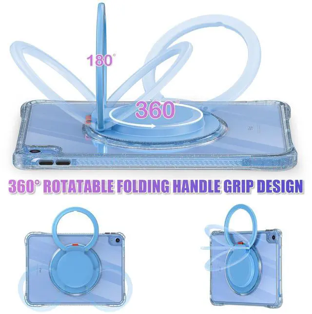 Alt view image 2 of 5 - MEEgoodo Case for iPad A16 11th Generation 11 inch 2025, Cover for iPad 10th Generation 2022, Glitter Tablet Cases with Soft TPU & Transparent PC & Rotating Stand for Kids, Light Blue