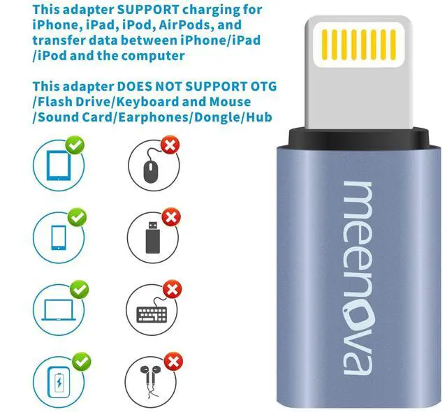 Alt view image 5 of 5 - Meenova 2 Pack, 27W, USB C to Lightning Adapter for iPhone 14 13 12 11, USBC to Lightning Adaptor,Cord Organizer 304 Stainless Steel Cable Holder, Cable Management Aesthetic Cute Desk Accessories