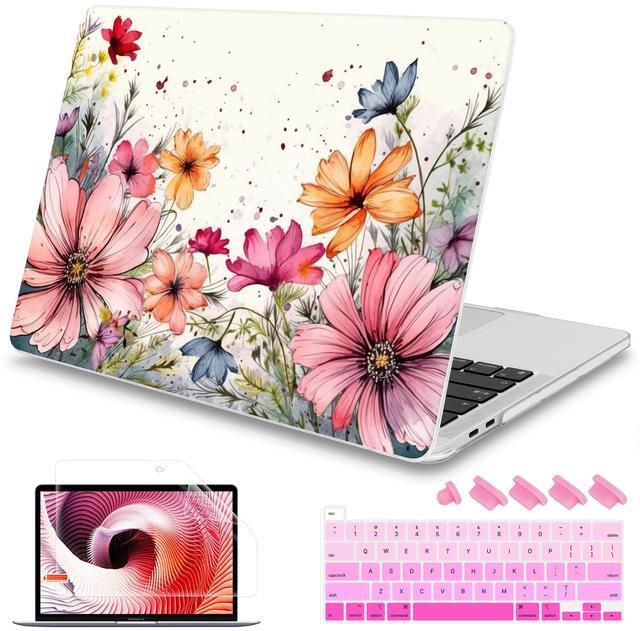 Main image of Mektron Designed Case for MacBook Pro 16 Inch A2141 Cover 2019 Release 16" with Liquid Retina Display/Touch ID, Plastic Hard Shell with Keyboard Skin & Screen Protector & Dust Plug, Colorful Floral