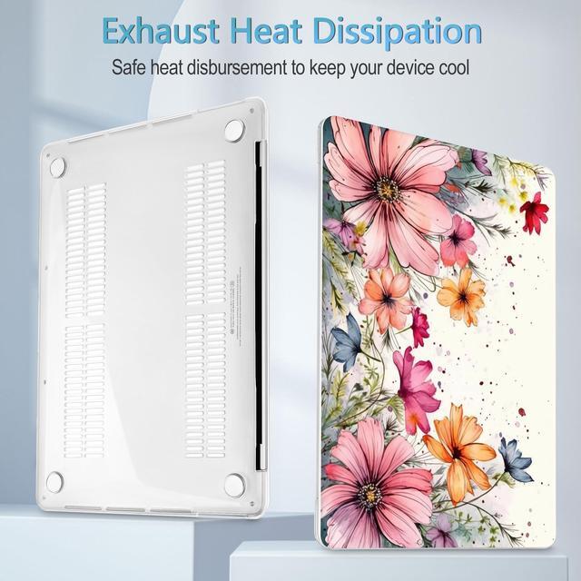 Alt view image 4 of 5 - Mektron Designed Case for MacBook Pro 16 Inch A2141 Cover 2019 Release 16" with Liquid Retina Display/Touch ID, Plastic Hard Shell with Keyboard Skin & Screen Protector & Dust Plug, Colorful Floral