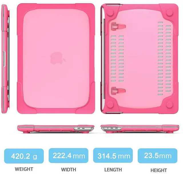 Alt view image 2 of 5 - Mektron for MacBook Pro 13 inch Case Model M1 M2 A2338 A2289 A2251 2022 2022 2021 2020 Release Touch Bar, Rubberized Hard Plastic Case Shockproof Cover Translucent Matte Protective Case, Rose