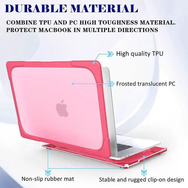 Alt view image 3 of 5 - Mektron for MacBook Pro 13 inch Case Model M1 M2 A2338 A2289 A2251 2022 2022 2021 2020 Release Touch Bar, Rubberized Hard Plastic Case Shockproof Cover Translucent Matte Protective Case, Rose