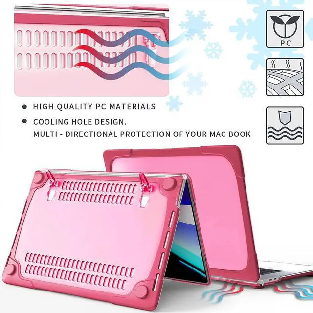 Alt view image 4 of 5 - Mektron for MacBook Pro 13 inch Case Model M1 M2 A2338 A2289 A2251 2022 2022 2021 2020 Release Touch Bar, Rubberized Hard Plastic Case Shockproof Cover Translucent Matte Protective Case, Rose