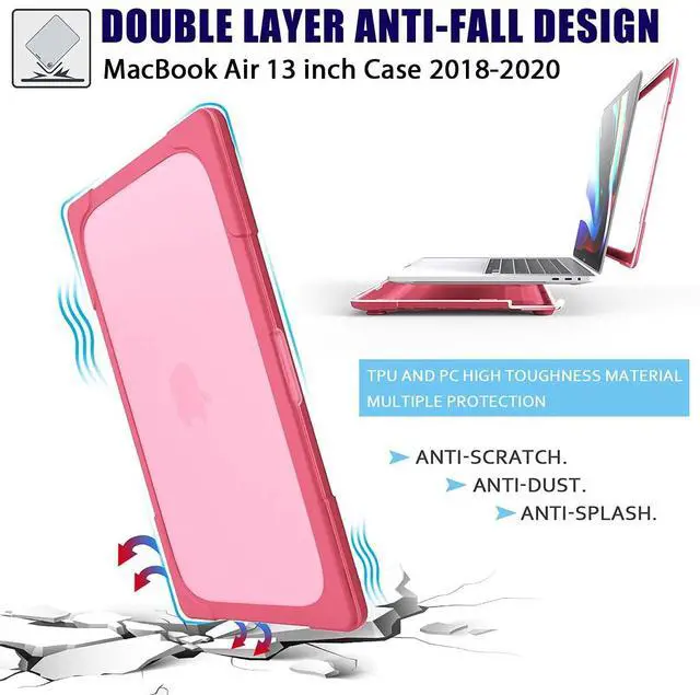 Alt view image 5 of 5 - Mektron for MacBook Pro 13 inch Case Model M1 M2 A2338 A2289 A2251 2022 2022 2021 2020 Release Touch Bar, Rubberized Hard Plastic Case Shockproof Cover Translucent Matte Protective Case, Rose