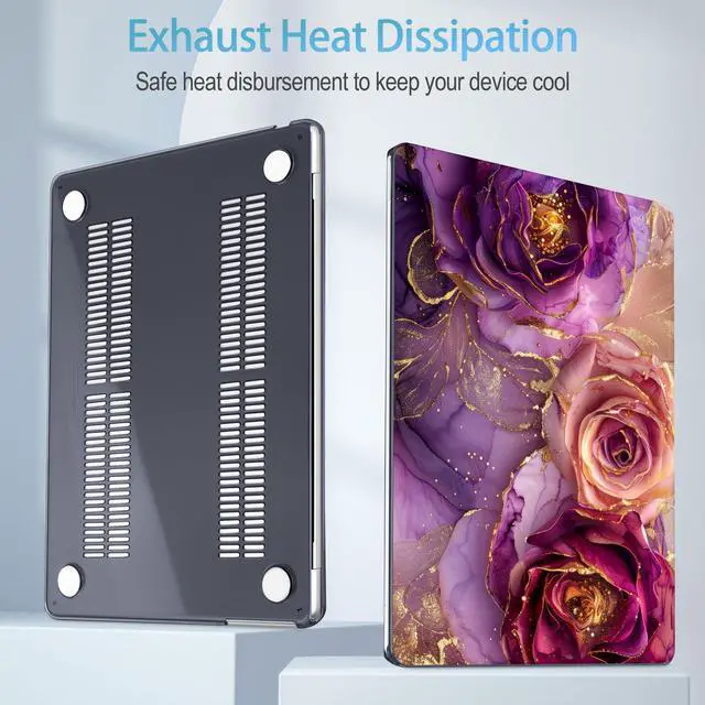 Alt view image 3 of 5 - Mektron Designed for 2025/2024/2023 MacBook Air 15 INCH M4 A3241 /M3 A3114 /M2 A2941 Case, Printed Plastic Hard Shell Cover with 15.3" Liquid Retina Display Touch ID, Marble Flowers