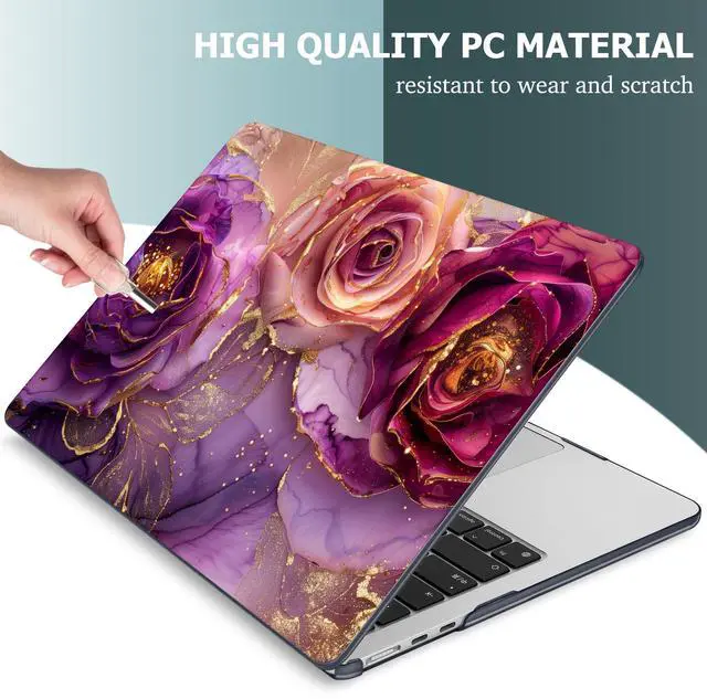 Alt view image 4 of 5 - Mektron Designed for 2025/2024/2023 MacBook Air 15 INCH M4 A3241 /M3 A3114 /M2 A2941 Case, Printed Plastic Hard Shell Cover with 15.3" Liquid Retina Display Touch ID, Marble Flowers