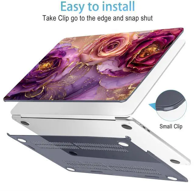 Alt view image 5 of 5 - Mektron Designed for 2025/2024/2023 MacBook Air 15 INCH M4 A3241 /M3 A3114 /M2 A2941 Case, Printed Plastic Hard Shell Cover with 15.3" Liquid Retina Display Touch ID, Marble Flowers