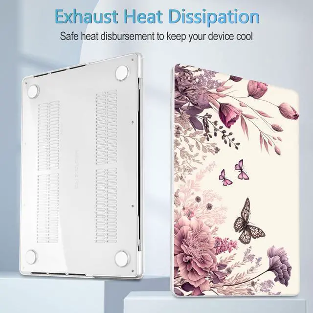 Alt view image 4 of 5 - Mektron Case for MacBook Pro 14 inch 2024 2023 2021 Model M4 A3112 A3401 A3185 M3 A2918 A2992 M2 A2779 M1 A2442 Pro/Max, Plastic Hard Shell Case Cover for MacBook Pro 14", Butterfly Flower C074